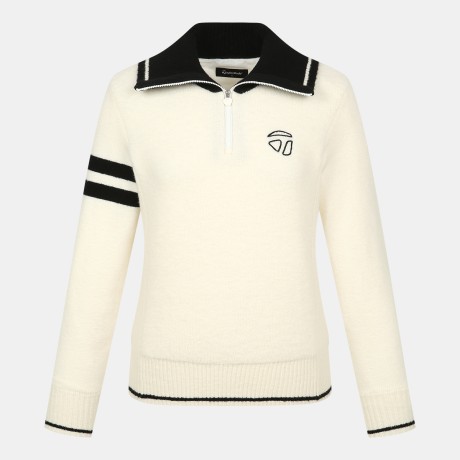 [메리노울 에디션]여성 방풍 패턴물 카라 니트 TWSHN8122-101