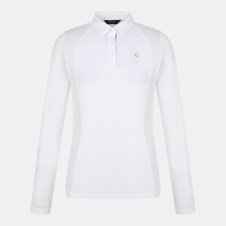 여성 메쉬 소매 카라 긴팔 티셔츠 TWTYO5243-100