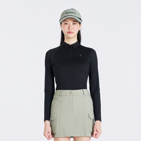 여성 메쉬 소매 카라 긴팔 티셔츠 TWTYO5243-199