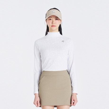 여성 자가드 하이넥 티셔츠 TWTHO5242-100