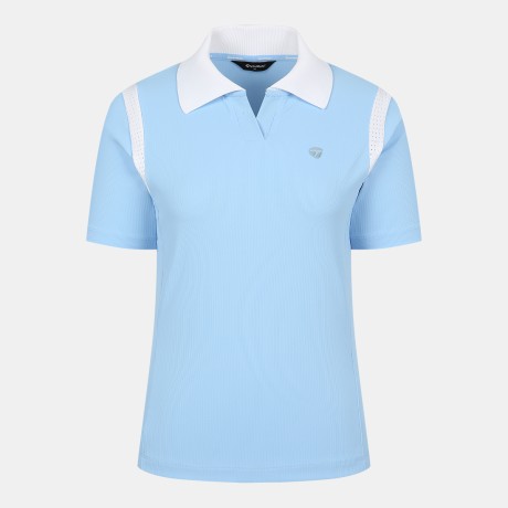 여성 니트 배색 V넥 카라 반팔 티셔츠 TWTPO6146-940