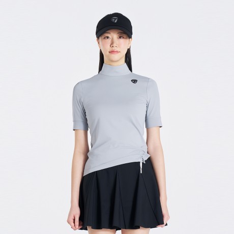 여성 셔링 하이넥 5부소매 티셔츠 TWTHO6141-190