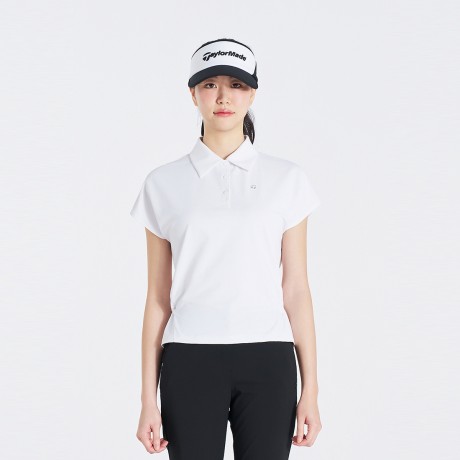 여성 허리 스트링 카라 반팔 티셔츠 TWTYO6242-100