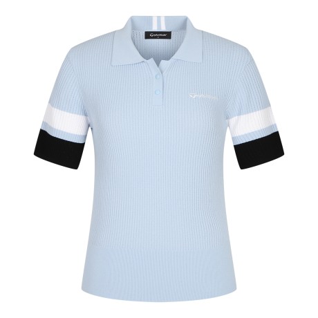 여성 배색 카라 반팔 니트 TWSYO6122-940