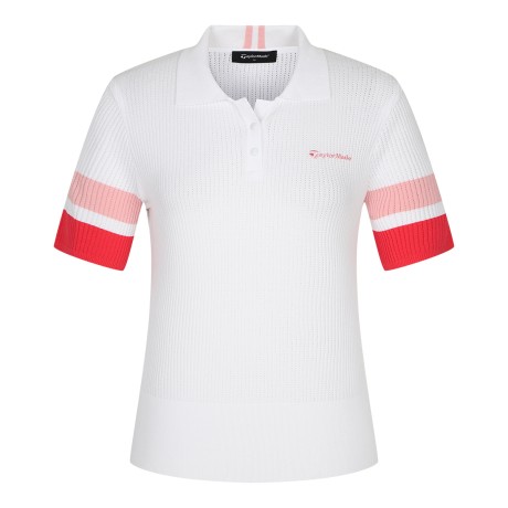 여성 배색 카라 반팔 니트 TWSYO6122-100