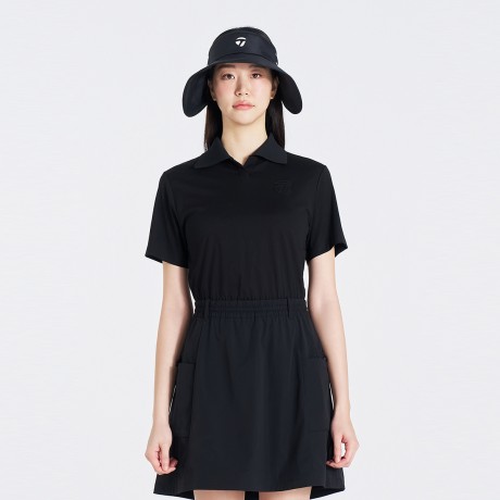 여성 우븐 패치 카라 반팔 원피스 TWTOO6243-199