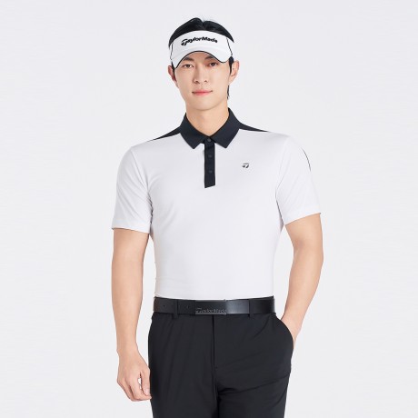 남성 등판 메쉬 배색 카라 반팔 티셔츠 TMTYO2341-100