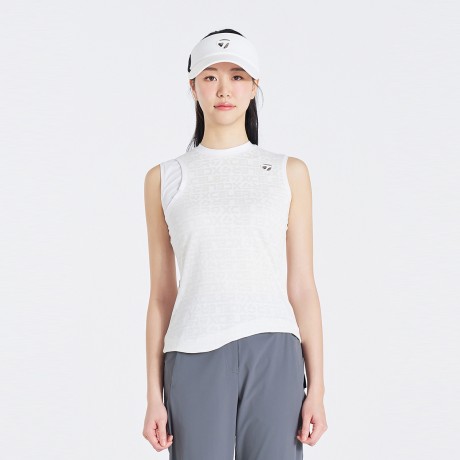 여성 자카드 슬리브리스 티셔츠 TWTRO6341-100