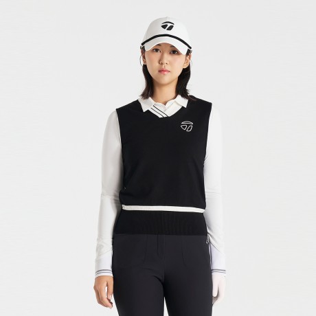 25FW 여성 배색 브이넥 니트 베스트 TWSVO7122-199