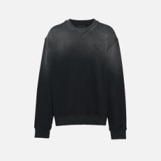 프라다 오버사이즈 가먼트 다이 코튼 스웨트 셔츠