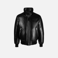 톰포드 다운 필드 레더 봄버 자켓