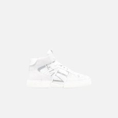 발렌티노 송아지 가죽 & 패브릭 밴드 VL7N 미드탑 스니커즈 화이트