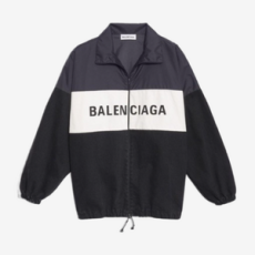 발렌시아가 로고 데님 네이비 그레이 포플린 자켓