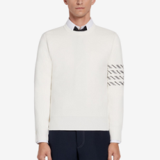 톰브라운 화이트코튼 스티치 실크 스웨터