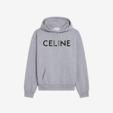 셀린느 로고 후드 스웻 후드 그레이