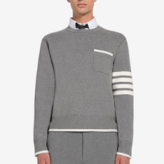 톰브라운 밀라노 스티치 박시 크루넥 풀오버 그레이