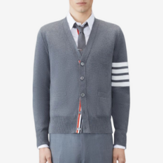 톰브라운 밀라노 브이넥 카디건 미디엄 그레이