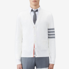 톰브라운 밀라노 브이넥 카디건 화이트