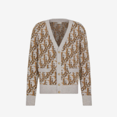 디올 오블리크 베이지 자카드 가디건