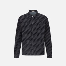 디올 오블리크 블루 코튼 오버 셔츠