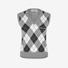 미우미우 깅엄 니트 베스트