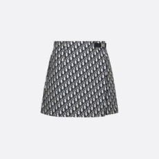 디올 블루 & 에크루 Dior Oblique 모티브 테크니컬 태피터 자카드 치마바지