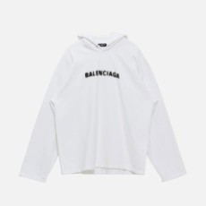 발렌시아가 블러 로고 후드 화이트