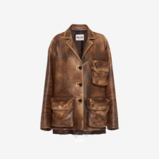 미우 미우 나파 레더 자켓 아이보리 코코아 브라운