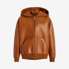 미우미우 오버사이즈 후드 레더 자켓