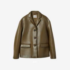 미우미우 밀리터리 그린 가죽 재킷