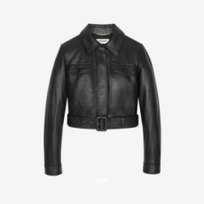 생로랑 드럼드 램스킨 크롭 재킷