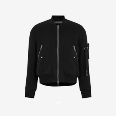 오프화이트 qoute 캐시미어 봄버 자켓 블랙