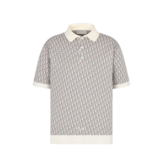 디올 화이트 & 블루& 브라운 코튼 자카드 오블리크 코튼 셔츠