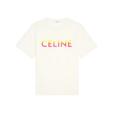 셀린느 그라데이션 로고 코튼 티셔츠 화이트