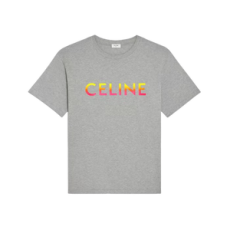 셀린느 그라데이션 로고 코튼 티셔츠 그레이