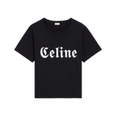 셀린느 고딕 로고 코튼 티셔츠 블랙