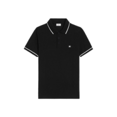 셀린느 코튼 피케 트리옹프 자수 클래식 폴로 셔츠 블랙