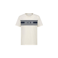 디올 화이트 앤 네이비 코튼 저지 티셔츠