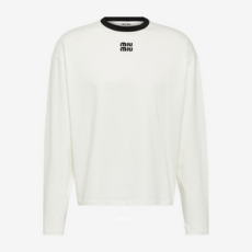 미우미우 코튼 저지탑 티셔츠