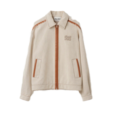 미우미우 자카드 캔버스 블루종 재킷