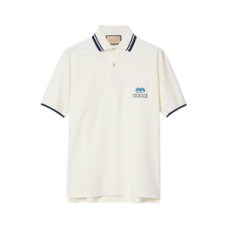 구찌 자수 디테일 코튼 피케 폴로 티셔츠