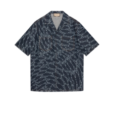 구찌 웨이브 GG 레이저 프린트 데님 셔츠