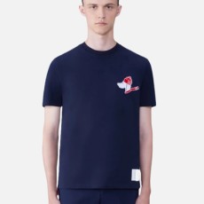 톰브라운 페스티브 저지 반소매 버튼 헥터 티셔츠