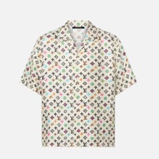 루이비통 모노그램 프린티드 쇼트 슬리브드 실크 셔츠