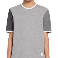 톰브라운 그레이 코튼 져지 숏 슬리브 링거 티셔츠