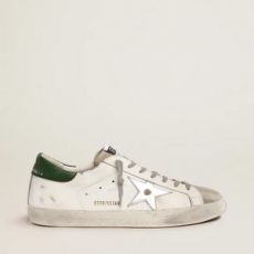 골든구스 실버 라미네이티드 스타 & 그린 레더 힐탭 슈퍼스타