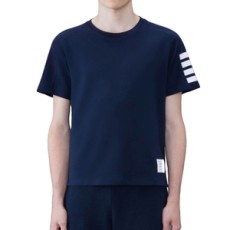 톰브라운 코튼 4-바 숏 슬리브 티셔츠 네이비