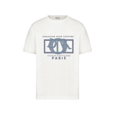 디올 화이트 코튼 저지 캐주얼 핏 티셔츠