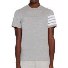 톰브라운 라이트 그레이 코튼 저지 4-바 티셔츠