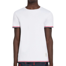 톰브라운 인터락 코튼 티셔츠 화이트